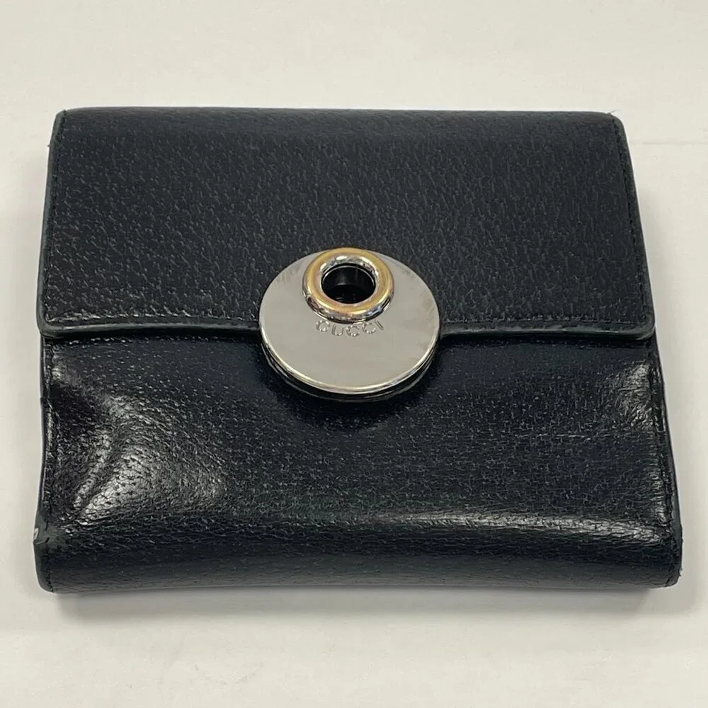 Gucci Eclipse Insignia Black Leather Compact Wallet - Preowned - Picture 6 of 14